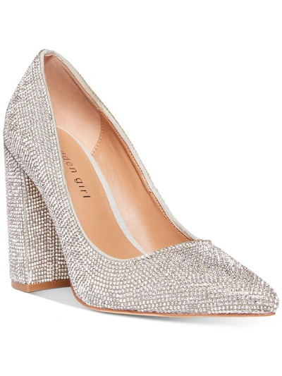 Madden Girl Symbol Womens Rhinestone Pointed Toe Pumps In Silver