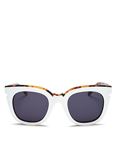 Pared Eyewear Women's Pools & Palms Oversized Cat Eye Sunglasses, 50mm In White/dark Tortoise/gray