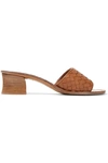 Bottega Veneta Intrecciato Leather Block Heel Mules In Cigar