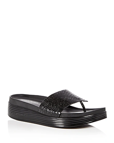 Donald Pliner Women's Fifi Snake Embossed Patent Leather Platform Thong Sandals In Black