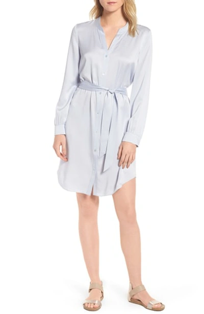 Eileen Fisher Silk Charmeuse Button-front Long Shirt In India Sky