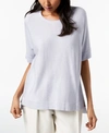Eileen Fisher Tencel High-low Elbow-sleeve Sweater In India Sky