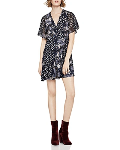 Bcbgeneration Mixed Floral Faux-wrap Dress In Black/multi