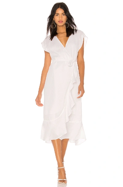 Joie Filma Back Cutout Linen Wrap Dress In Porcelain