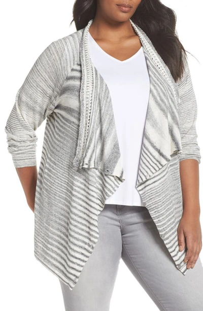Nic And Zoe Plus Nic+zoe Plus Time Change Open-front Cardigan In Zinc Mix