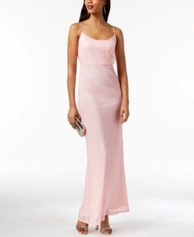 Adrianna Papell Sequined Gown, Regular & Petite Sizes In Satin Blush