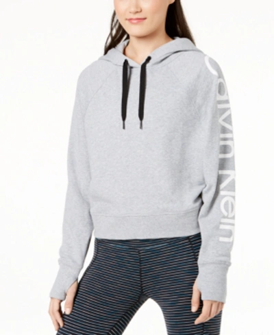 Calvin Klein Performance Relaxed Logo Hoodie In Pearl Grey Heather