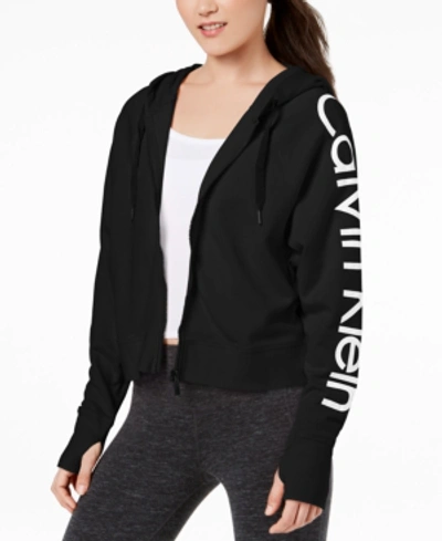 Calvin Klein Performance Zip Cropped Hoodie In Black | ModeSens