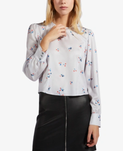 Avec Les Filles Printed Cropped Top In Dusty Rose