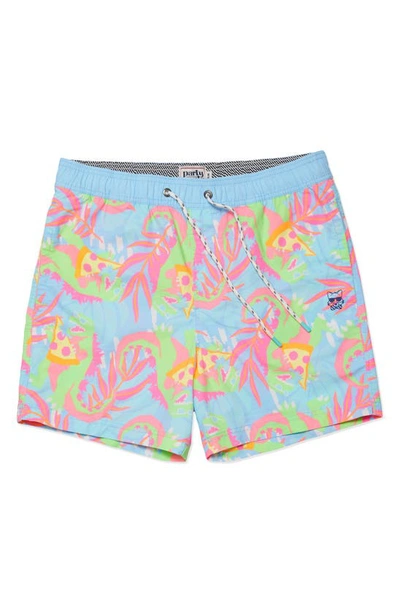 Party Pants Dino Muchies Swim Trunks In Light Blue