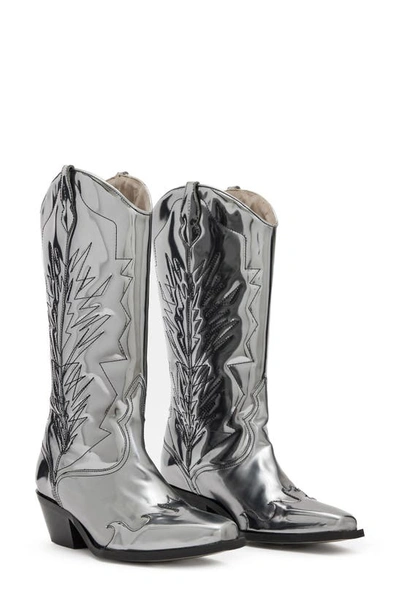 Allsaints Kacey Western Boot In Silver ModeSens