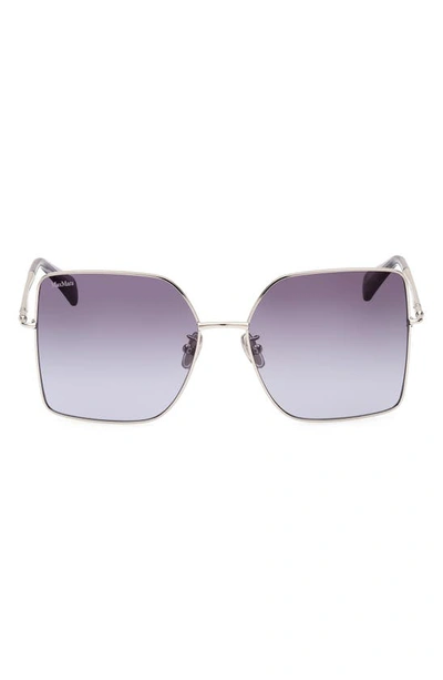 Max Mara 59mm Gradient Butterfly Sunglasses In Shiny Palladium/grad Blue