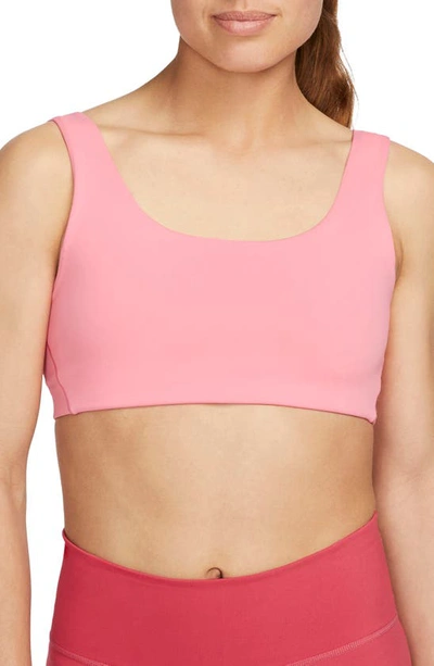 Nike Alate All U Sports Bra In Coral/ White