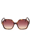 Tom Ford Romy 56mm Polarized Geometric Sunglasses In Shiny Blonde Havana / Rose