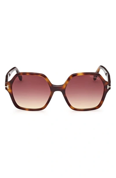 Tom Ford Romy 56mm Polarized Geometric Sunglasses In Shiny Blonde Havana / Rose