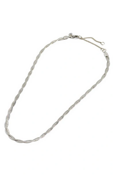 Madewell Braided Herringbone Chain Necklace In Light Silver Ox
