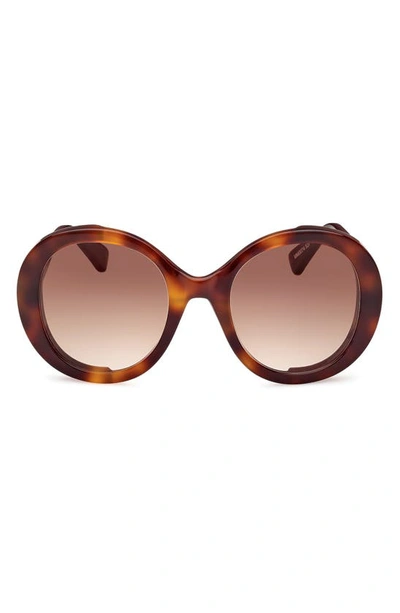 Max Mara 54mm Gradient Round Sunglasses In Dark Havana / Gradient Brown