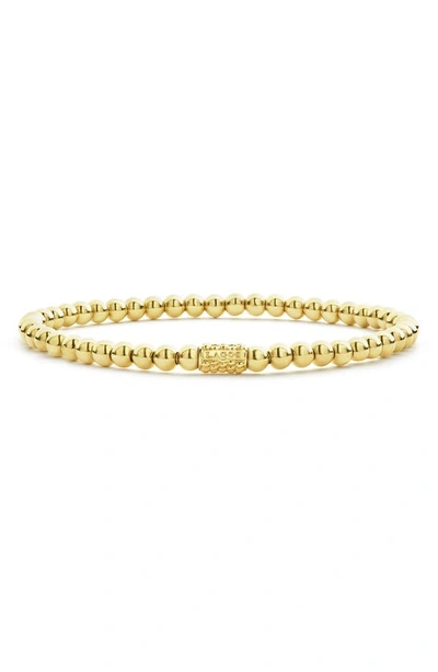 Lagos Signature Caviar Beaded Stretch Bracelet In Gold