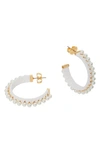 Kate Spade Imitation Pearl Raffia Hoop Earrings In White Multi