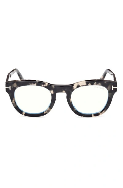 Tom Ford 49mm Square Blue Light Blocking Glasses In Black/other