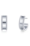 Lafonn Simulated Diamond Huggie Hoop Earrings In White/ Silver