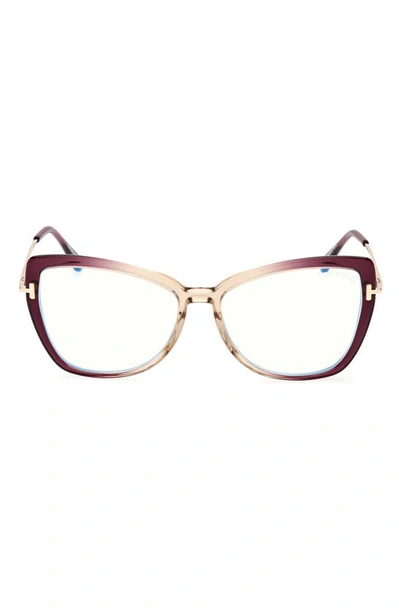 Tom Ford 55mm Butterfly Blue Light Blocking Glasses In Violet/other
