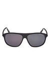 Tom Ford 60mm Square Sunglasses In Black/gray Solid