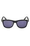 Tom Ford 53mm Polarized Square Sunglasses In Black Horn / Blue