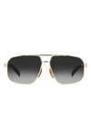 David Beckham Eyewear 61mm Rectangular Sunglasses In Gold Black/ Grey Shaded