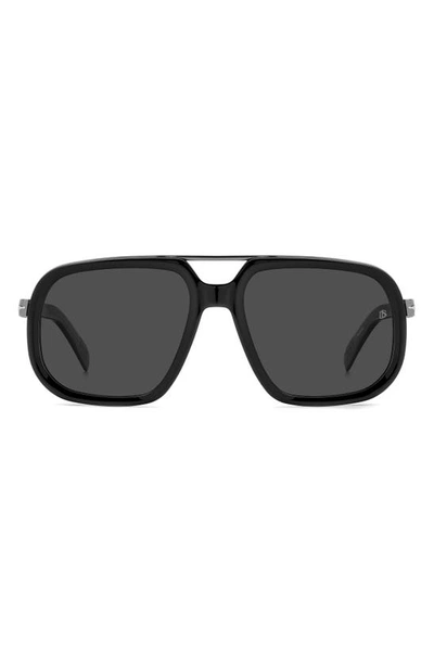 David Beckham Eyewear 57mm Polarized Square Sunglasses In Black Dark Ruth/ Gray Polar