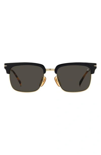 David Beckham Eyewear 55mm Rectangular Sunglasses In Black Havana/ Grey