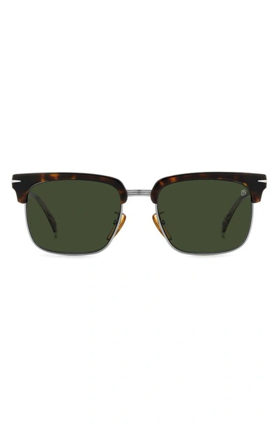 David Beckham Eyewear 55mm Rectangular Sunglasses In Havana Ruthen/ Green