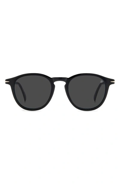 David Beckham Eyewear 49mm Round Sunglasses In Black Gold/ Grey