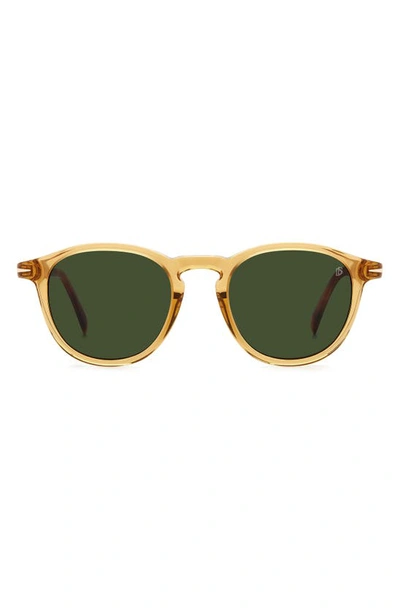 David Beckham Eyewear 49mm Round Sunglasses In Yellow Havana / Green