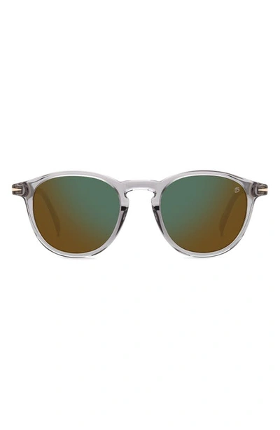 David Beckham Eyewear 49mm Round Sunglasses In Grey/ Green Mirror