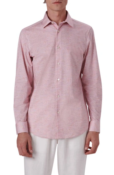 Bugatchi Ooohcotton® Mélange Button-up Shirt In Pink