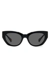 Polaroid 50mm Polarized Cat Eye Sunglasses In Black/ Gray Polarized