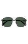 Polaroid 59mm Polarized Rectangular Sunglasses In Ruthenium/ Green Polarized