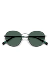 Polaroid 52mm Polarized Round Sunglasses In Ruthenium/ Green Polarized