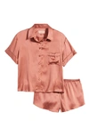 Papinelle Short Silk Pajamas In Soft Cinnamon