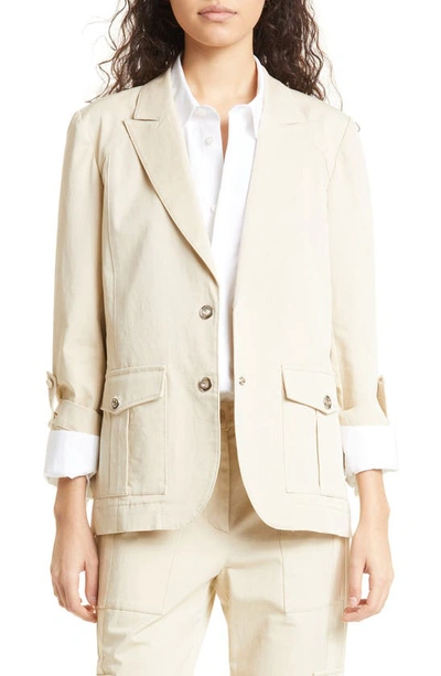 Twp Bell Stretch Cotton Blazer In Khaki