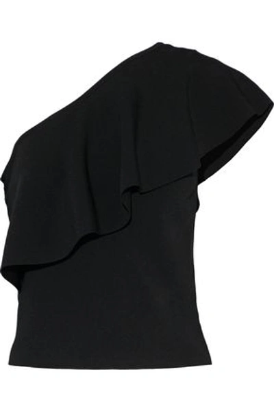 Milly Woman One-shoulder Layered Stretch-knit Top Black