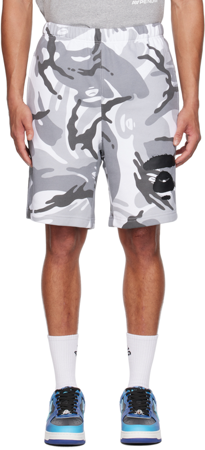 Aape By A Bathing Ape Camouflage-print Bermuda Shorts In Grey