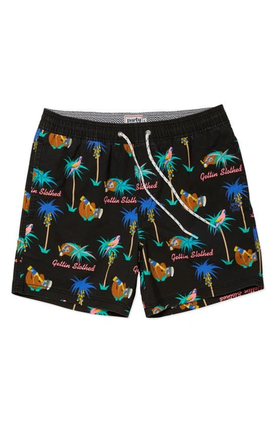 Party Pants Gettin' Slothed Swim Trunks In Black