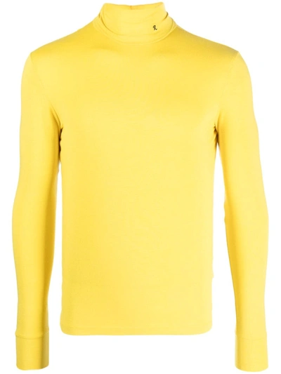 Raf Simons Mens Yellow Graphic-branding Turtleneck Stretch-jersey T-shirt |  ModeSens
