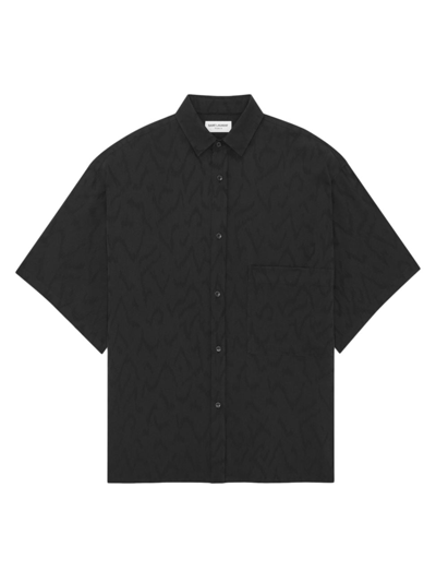 Saint Laurent Silk Overshirt In Black  
