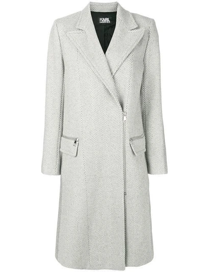 Karl Lagerfeld Herringbone Zip Coat