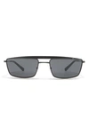 Armani Exchange 58mm Rectangle Sunglasses In Matte Black / Dark Grey