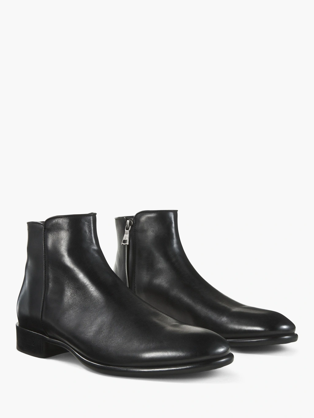 John Varvatos Eldridge Leather Zip Ankle Boots In Black  display picture 1
