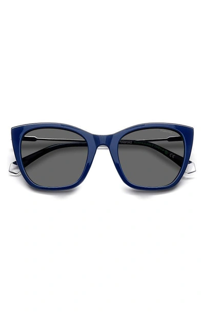Polaroid 52mm Polarized Cat Eye Sunglasses In Blue/ Grey Polar